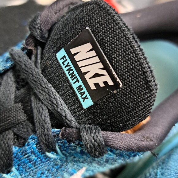 Size 11 Nike Flyknit Air Max Blue Lagoon Men Sneakers 620469-003 - Picture 12 of 13